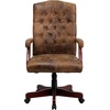 image:imageFlash Furniture Derrick Traditional Microfiber Tufted Swivel Office Chair with Wood Base Ergonomic Farmhouse HighBack Desk Chair Bomber BrownBomber Brown Microfiber