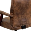 image:imageFlash Furniture Derrick Traditional Microfiber Tufted Swivel Office Chair with Wood Base Ergonomic Farmhouse HighBack Desk Chair Bomber BrownBomber Brown Microfiber