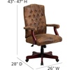 image:imageFlash Furniture Derrick Traditional Microfiber Tufted Swivel Office Chair with Wood Base Ergonomic Farmhouse HighBack Desk Chair Bomber BrownBomber Brown Microfiber