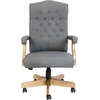 image:imageFlash Furniture Derrick Traditional Microfiber Tufted Swivel Office Chair with Wood Base Ergonomic Farmhouse HighBack Desk Chair Bomber BrownGray Fabric