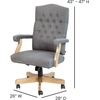 image:imageFlash Furniture Derrick Traditional Microfiber Tufted Swivel Office Chair with Wood Base Ergonomic Farmhouse HighBack Desk Chair Bomber BrownGray Fabric