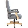 image:imageFlash Furniture Derrick Traditional Microfiber Tufted Swivel Office Chair with Wood Base Ergonomic Farmhouse HighBack Desk Chair Bomber BrownGray Fabric