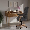 image:imageFlash Furniture Derrick Traditional Microfiber Tufted Swivel Office Chair with Wood Base Ergonomic Farmhouse HighBack Desk Chair Bomber BrownGray Fabric