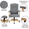 image:imageFlash Furniture Derrick Traditional Microfiber Tufted Swivel Office Chair with Wood Base Ergonomic Farmhouse HighBack Desk Chair Bomber BrownGray Fabric