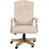image:imageFlash Furniture Derrick Traditional Microfiber Tufted Swivel Office Chair with Wood Base Ergonomic Farmhouse HighBack Desk Chair Bomber BrownIvory Microfiber