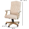 image:imageFlash Furniture Derrick Traditional Microfiber Tufted Swivel Office Chair with Wood Base Ergonomic Farmhouse HighBack Desk Chair Bomber BrownIvory Microfiber