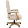 image:imageFlash Furniture Derrick Traditional Microfiber Tufted Swivel Office Chair with Wood Base Ergonomic Farmhouse HighBack Desk Chair Bomber BrownIvory Microfiber