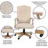 image:imageFlash Furniture Derrick Traditional Microfiber Tufted Swivel Office Chair with Wood Base Ergonomic Farmhouse HighBack Desk Chair Bomber BrownIvory Microfiber