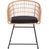 image:imageFlash Furniture Devon Set of 2 Patio Boho Club Chairs  Rope with Natural Finish PE Wicker Rattan  Black Seat Cushions and Sled Base  IndoorOutdoor Use