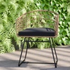 image:imageFlash Furniture Devon Set of 2 Patio Boho Club Chairs  Rope with Natural Finish PE Wicker Rattan  Black Seat Cushions and Sled Base  IndoorOutdoor Use