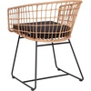 image:imageFlash Furniture Devon Set of 2 Patio Boho Club Chairs  Rope with Natural Finish PE Wicker Rattan  Black Seat Cushions and Sled Base  IndoorOutdoor Use