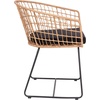 image:imageFlash Furniture Devon Set of 2 Patio Boho Club Chairs  Rope with Natural Finish PE Wicker Rattan  Black Seat Cushions and Sled Base  IndoorOutdoor Use