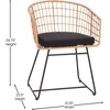 image:imageFlash Furniture Devon Set of 2 Patio Boho Club Chairs  Rope with Natural Finish PE Wicker Rattan  Black Seat Cushions and Sled Base  IndoorOutdoor Use