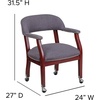 image:imageFlash Furniture Diamond Burgundy LeatherSoft Conference Chair with Accent Nail Trim and CastersGray Fabric