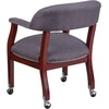image:imageFlash Furniture Diamond Burgundy LeatherSoft Conference Chair with Accent Nail Trim and CastersGray Fabric