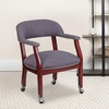 image:imageFlash Furniture Diamond Burgundy LeatherSoft Conference Chair with Accent Nail Trim and CastersGray Fabric
