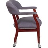image:imageFlash Furniture Diamond Burgundy LeatherSoft Conference Chair with Accent Nail Trim and CastersGray Fabric