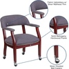 image:imageFlash Furniture Diamond Burgundy LeatherSoft Conference Chair with Accent Nail Trim and CastersGray Fabric