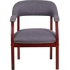 image:imageFlash Furniture Diamond Burgundy LeatherSoft Conference Chair with Accent Nail TrimGray Fabric