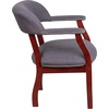 image:imageFlash Furniture Diamond Burgundy LeatherSoft Conference Chair with Accent Nail TrimGray Fabric
