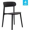 image:imageFlash Furniture Dover Patio Chair with Curved Backrest and Contoured Seat Commercial AllWeather Stacking Resin Chair UV Resistant IndoorOutdoor Black Set of 2Black