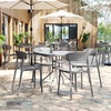 image:imageFlash Furniture Dover Patio Chair with Curved Backrest and Contoured Seat Commercial AllWeather Stacking Resin Chair UV Resistant IndoorOutdoor Black Set of 2Grey