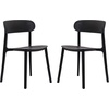 image:imageFlash Furniture Dover Patio Chair with Curved Backrest and Contoured Seat Commercial AllWeather Stacking Resin Chair UV Resistant IndoorOutdoor Black Set of 2Black
