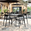 image:imageFlash Furniture Dover Patio Chair with Curved Backrest and Contoured Seat Commercial AllWeather Stacking Resin Chair UV Resistant IndoorOutdoor Black Set of 2Black