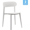image:imageFlash Furniture Dover Patio Chair with Curved Backrest and Contoured Seat Commercial AllWeather Stacking Resin Chair UV Resistant IndoorOutdoor Black Set of 2White