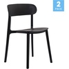 image:imageFlash Furniture Dover Patio Chair with Curved Backrest and Contoured Seat Commercial AllWeather Stacking Resin Chair UV Resistant IndoorOutdoor Black Set of 2Black