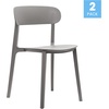 image:imageFlash Furniture Dover Patio Chair with Curved Backrest and Contoured Seat Commercial AllWeather Stacking Resin Chair UV Resistant IndoorOutdoor Black Set of 2Grey