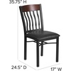 image:imageFlash Furniture Eclipse Series Vertical Back Black Metal and Walnut Wood Restaurant Chair with Black Vinyl SeatWalnut