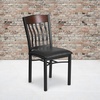 image:imageFlash Furniture Eclipse Series Vertical Back Black Metal and Walnut Wood Restaurant Chair with Black Vinyl SeatWalnut