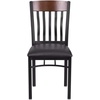 image:imageFlash Furniture Eclipse Series Vertical Back Black Metal and Walnut Wood Restaurant Chair with Black Vinyl SeatWalnut