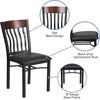 image:imageFlash Furniture Eclipse Series Vertical Back Black Metal and Walnut Wood Restaurant Chair with Black Vinyl SeatWalnut