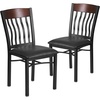 image:imageFlash Furniture Eclipse Series Vertical Back Black Metal and Walnut Wood Restaurant Chair with Black Vinyl SeatWalnut