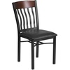 image:imageFlash Furniture Eclipse Series Vertical Back Black Metal and Walnut Wood Restaurant Chair with Black Vinyl SeatWalnut