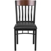 image:imageFlash Furniture Eclipse Series Vertical Back Black Metal and Walnut Wood Restaurant Chair with Black Vinyl SeatWalnut