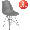 image:imageFlash Furniture Elon Series White Plastic Chair with Chrome BaseMoss Gray