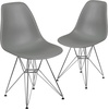 image:imageFlash Furniture Elon Series White Plastic Chair with Chrome BaseMoss Gray