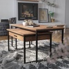 image:imageFlash Furniture Emerson 2 Piece Nesting Coffee Table Set  Engineered Wood Top in Walnut Finish  Black Sled Base Steel Frames  Storage Drawer
