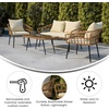 image:imageFlash Furniture Evin Boho 4 Piece Patio Conversation Set  Natural Rope Rattan  Cream AllWeather Cushions  Tempered Glass Top Coffee Table  IndoorOutdoorNaturalCream
