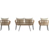 image:imageFlash Furniture Evin Boho 4 Piece Patio Conversation Set  Natural Rope Rattan  Cream AllWeather Cushions  Tempered Glass Top Coffee Table  IndoorOutdoorNaturalCream