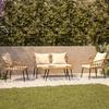 image:imageFlash Furniture Evin Boho 4 Piece Patio Conversation Set  Natural Rope Rattan  Cream AllWeather Cushions  Tempered Glass Top Coffee Table  IndoorOutdoorNaturalCream