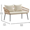 image:imageFlash Furniture Evin Boho 4 Piece Patio Conversation Set  Natural Rope Rattan  Cream AllWeather Cushions  Tempered Glass Top Coffee Table  IndoorOutdoorNaturalCream