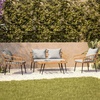 image:imageFlash Furniture Evin Boho 4 Piece Patio Conversation Set  Natural Rope Rattan  Cream AllWeather Cushions  Tempered Glass Top Coffee Table  IndoorOutdoorNaturalGray