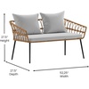 image:imageFlash Furniture Evin Boho 4 Piece Patio Conversation Set  Natural Rope Rattan  Cream AllWeather Cushions  Tempered Glass Top Coffee Table  IndoorOutdoorNaturalGray