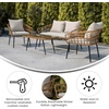 image:imageFlash Furniture Evin Boho 4 Piece Patio Conversation Set  Natural Rope Rattan  Cream AllWeather Cushions  Tempered Glass Top Coffee Table  IndoorOutdoorNaturalGray