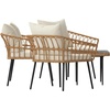 image:imageFlash Furniture Evin Boho 4 Piece Patio Conversation Set  Natural Rope Rattan  Cream AllWeather Cushions  Tempered Glass Top Coffee Table  IndoorOutdoorNaturalCream