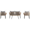 image:imageFlash Furniture Evin Boho 4 Piece Patio Conversation Set  Natural Rope Rattan  Cream AllWeather Cushions  Tempered Glass Top Coffee Table  IndoorOutdoorNaturalGray
